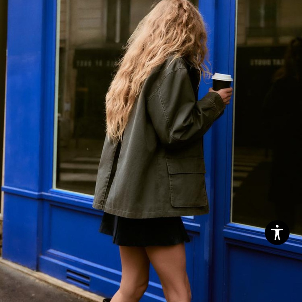 Zara Corduroy Collar Wax Jacket - Picture 3 of 10